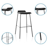 Black Bar stool LONSO 10 with padded seat and slim metal frame by hjh OFFICE