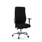 Black Professional Office Chair FORCOM with armrests and five-caster base by hjh OFFICE – 360-degree view (front view 20°)