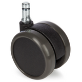 Black 5x ROLO 10mm/65mm Castors for hard floors with silver metal pin by hjh OFFICE – 360-degree view (front view 0°)