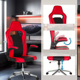 Red and black GAME SPORT PRO gaming chair with adjustable armrests and height-adjustable seat by MyBuero
