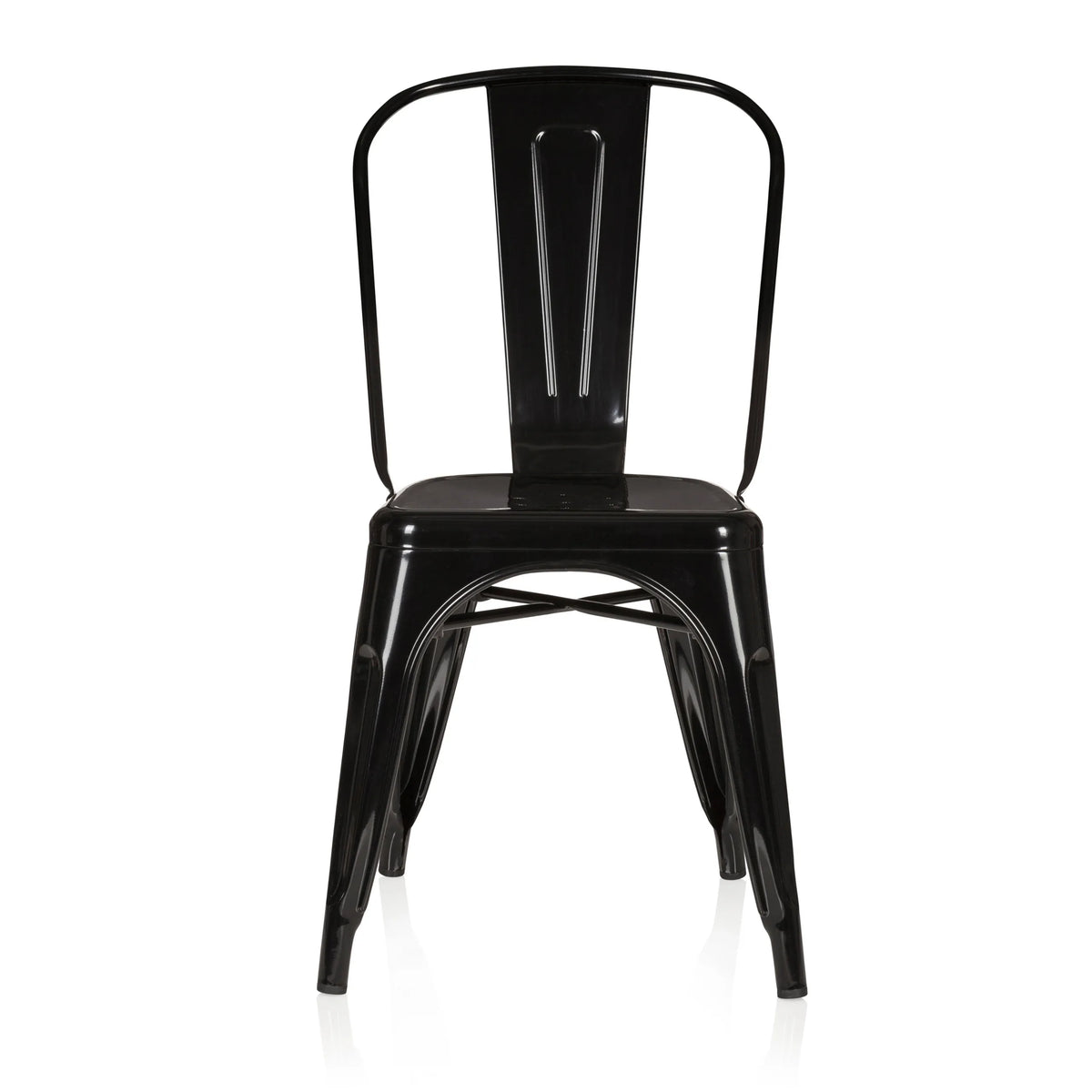 Black Bistro chair VANTAGGIO COMFORT with metal frame and high backrest by hjh OFFICE – 360-degree view (front view 0°)