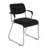 Black guest chair ZANTA with square stitching and chrome frame by hjh OFFICE – 360-degree view (front three-quarter view 40°)