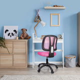 Pink Swivel Chair – Children KID YU 200 with mesh backrest and castors at a white desk by hjh OFFICE