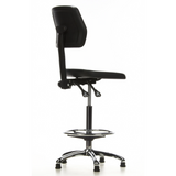 Black Counter chair TOP WORK 11 with foot ring and five-star base by hjh OFFICE – 360-degree view (rear three-quarter view 120°)