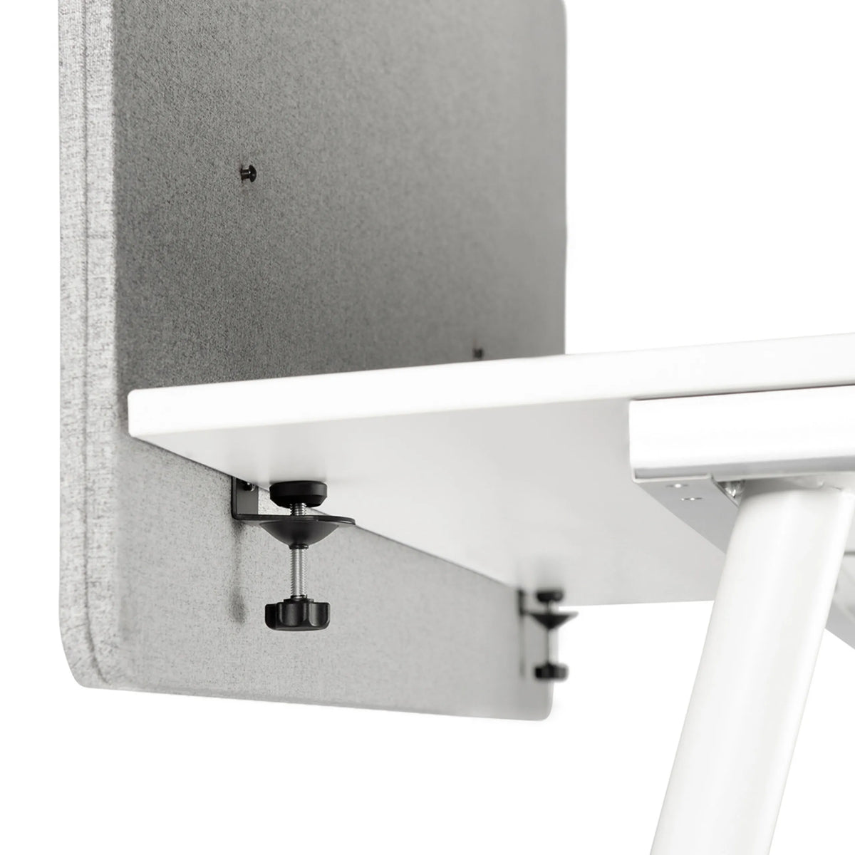 Fastening clamps of a light grey mottled Table partition FLEXMIUT D 120 by hjh OFFICE