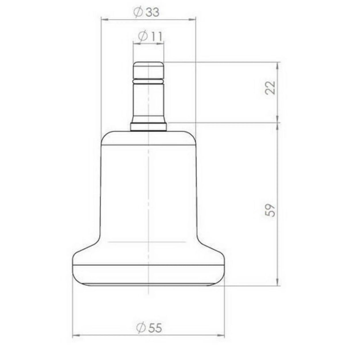 Technical drawing of the Chair glide 5 x STAND Nr. 11 with a diameter of 55 mm by hjh OFFICE