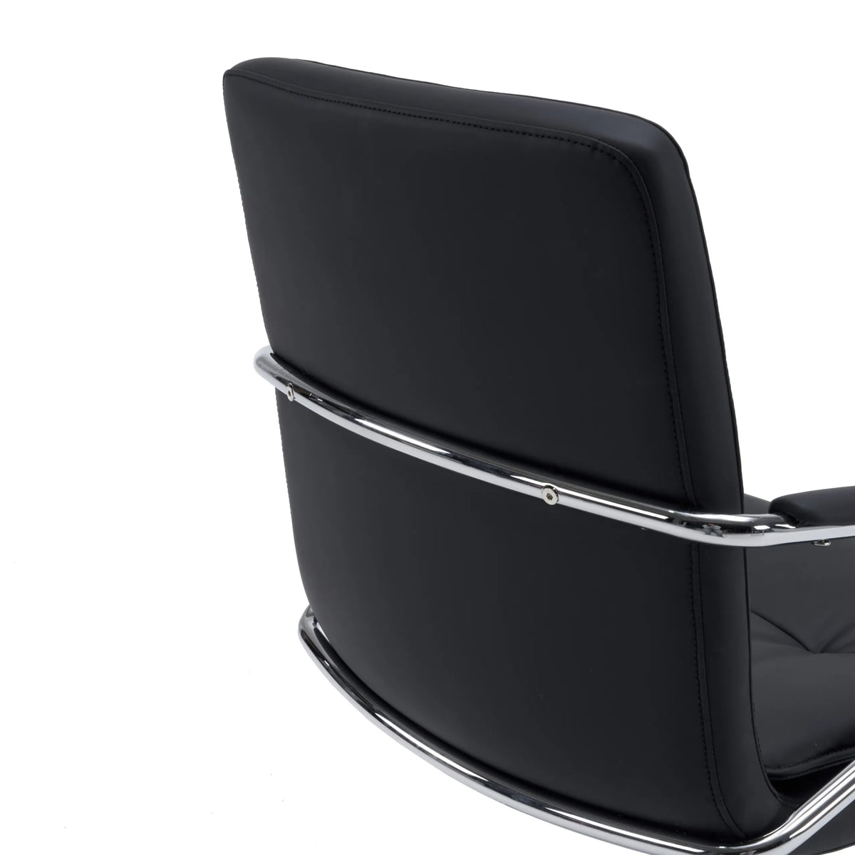 Back of the black padded seat shell with chrome frame of the Rovento V cantilever chair by hjh OFFICE