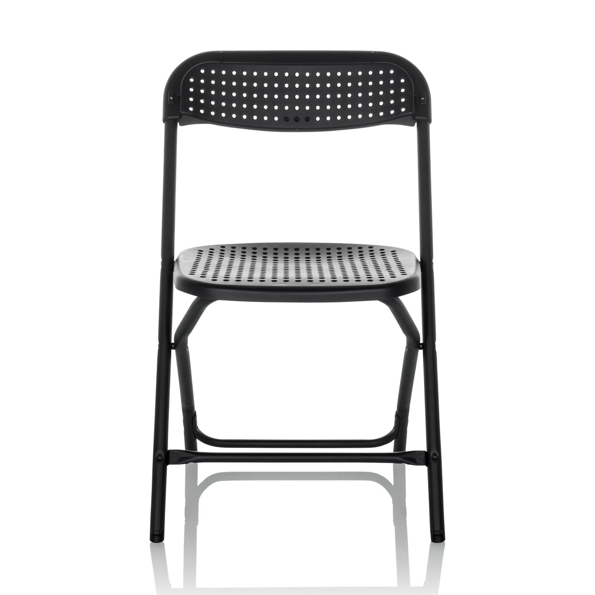Black Outdoor chair TUDELA XXL PRO with perforated seat and backrest by hjh OFFICE – 360-degree view (front view 0°)