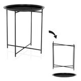 Exploded view of the ALLRUND side table in black with perforated top by hjh LIVING