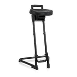 Black standing aid TOP WORK 32 with padded seat and U-shaped base by hjh OFFICE – 360-degree view (front view 20°)