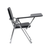 Black folding chair Esto T with integrated writing tablet and chrome frame by hjh OFFICE
