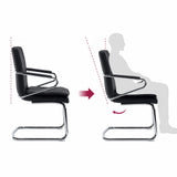 Adjustable backrest of the Rovento V cantilever chair in black with illustrated tilt function by hjh OFFICE