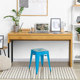 Light blue Bistro stool VANTAGGIO with square seat and four legs by hjh OFFICE