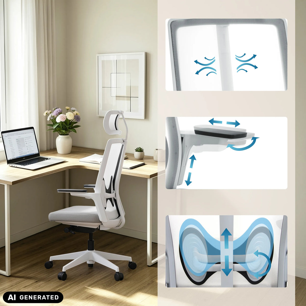 Grey backrest support of the Professional Office Chair ARCEO W by hjh OFFICE