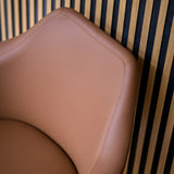 Brown leather upholstery of the backrest of the ARTEMIA lounge chair with visible seams by hjh OFFICE