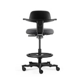 Rear view of the dark grey Work Chair TOP WORK 40 with foot ring and castors by hjh OFFICE