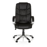 Schwarzer Homeoffice Chefsessel RELAX BY155 mit Armlehnen und Fußkreuz mit fünf Rollen von MyBuero – 360-Grad-Ansicht (Frontansicht 0°)