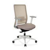 Beige Professional Office Chair PURE WHITE with mesh back and five-caster base by hjh OFFICE – 360-degree view (front three-quarter view 40°)