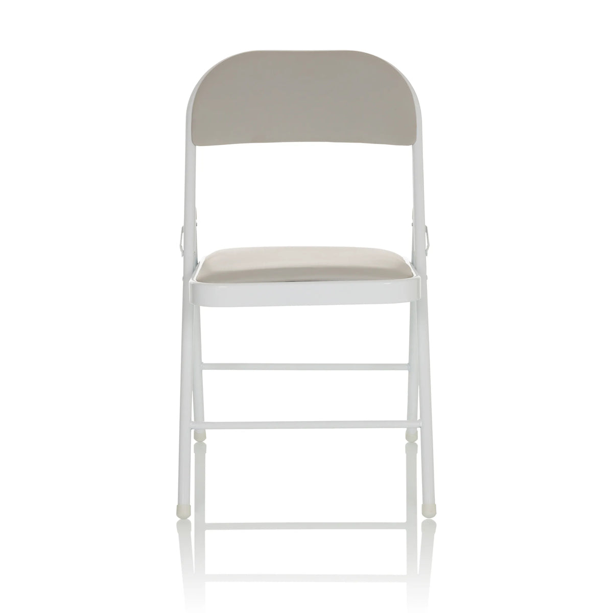 Grey Folding chair TUDELA W with faux leather padding and white frame by hjh OFFICE – 360-degree view (front view 0°)