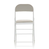 Grey Folding chair TUDELA W with faux leather padding and white frame by hjh OFFICE – 360-degree view (front view 0°)
