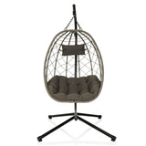 Hanging chair COCOVA in grey and black with cushion and frame by hjh LIVING