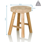 Dimensional drawing of the stool RUSTIKO W with a height of 44 cm and a diameter of 33 cm by hjh LIVING