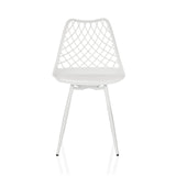 White Outdoor chair BEGIO S with a grid backrest and four legs by hjh LIVING – 360-degree view (front view 0°)