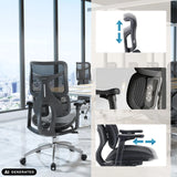 Height-adjustable headrest and armrests of the S100-M301 Professional Office Chair in black by Sihoo (AI-generated image)