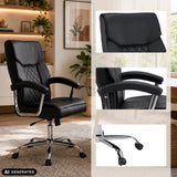 Black Relax Prestio Home Office Chair with quilted pattern, armrests and chrome base with castors by MyBuero