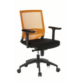 Black and orange Professional Office Chair PORTO BASE with mesh back and five-caster base by hjh OFFICE – 360-degree view (front three-quarter view 40°)