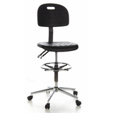 Black Counter chair TOP WORK 23 with foot ring and five-caster base by hjh OFFICE – 360-degree view (front view 20°)