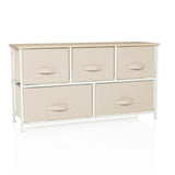 Beige Chest of drawers FOLDAR with five fabric drawers and white frame by hjh LIVING – 360-degree view (front view 15°)