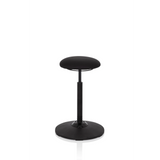 Black Standing aid BALANCE SIT with round seat cushion and circular base by hjh OFFICE – 360-degree view (front view 0°)