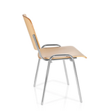 Four-legged chair XT 600 C H in beech with chrome frame by hjh OFFICE – 360-degree view (side profile 100°)