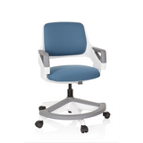 Blue-grey Swivel Chair – Children KID FLEX with armrests and five-caster base by hjh OFFICE – 360-degree view (front view 20°)