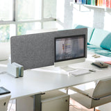 Grey table partition FLEXMIUT 3D with a width of 120 cm on a white desk by hjh OFFICE