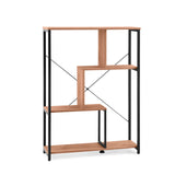 Shelf Kalag Eco in black and oak with asymmetrical shelves and cross struts by hjh LIVING – 360-degree view (front view 15°)