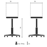 Technical drawing of the Step stool TIO-S with 39 × 30 cm and 150 kg load capacity by hjh OFFICE