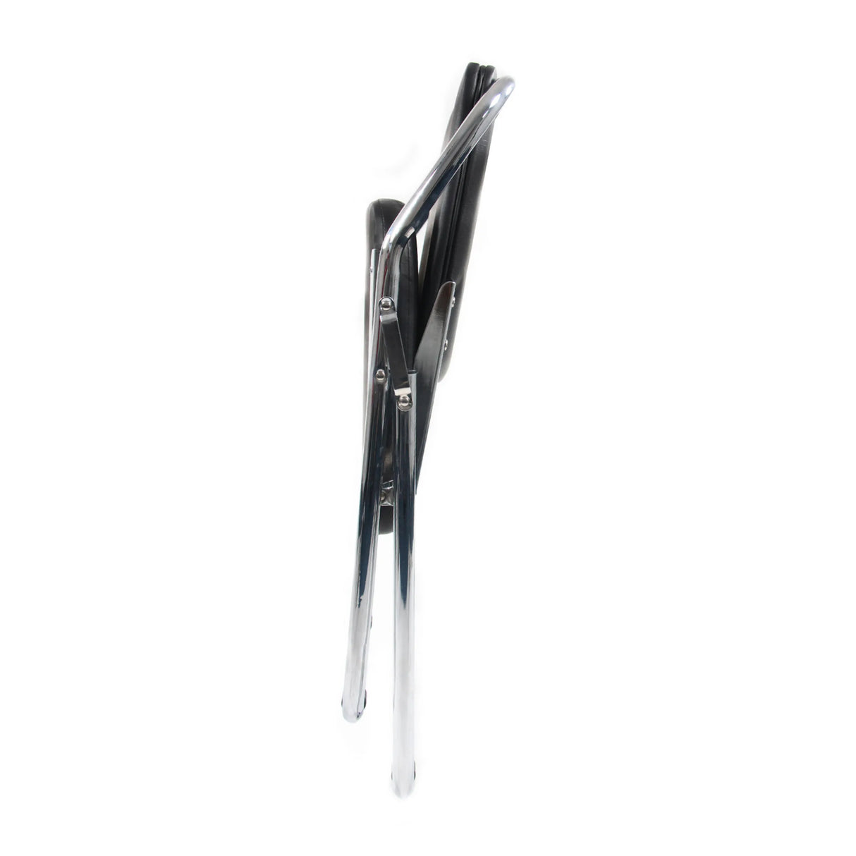 Side view of a folded Folding chair ESTO in black by hjh OFFICE