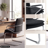 Black Rovento V cantilever chair with chrome frame and detailed views by hjh OFFICE (AI-generated image)