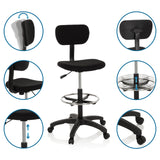 Counter chair TOP WORK 05 in black with adjustable backrest and footring by hjh OFFICE