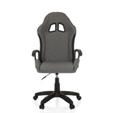 Grey Gaming chair GAMEBREAKER W01 with two headrest cut-outs and five-caster base by MyBuero – 360-degree view (front view 0°)