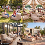 Beige Sitzolo Air inflatable sofas in various outdoor areas by hjh LIVING (AI-generated image)