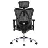 Back view of the M57-M015 Professional Office Chair in black with mesh backrest and chromed base by Sihoo