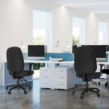 Two black Professional Office Chairs ZENIT XXL at white desks in a bright office by hjh OFFICE