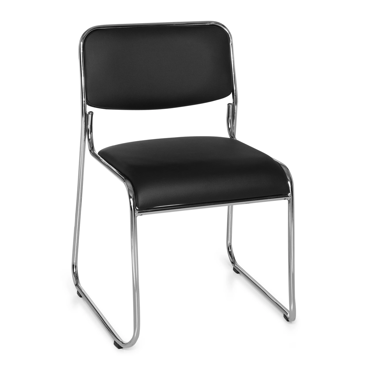 Black guest chair KOLTA with padding and chrome frame by hjh OFFICE – 360-degree view (front view 20°)