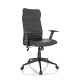 Black Home Office Chair ARTON 30 with quilted upholstery and five-caster base by hjh OFFICE – 360-degree view (front three-quarter view 40°)