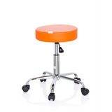 Orange Swivel stool OPERATOR II with gas lift and five-caster base by hjh OFFICE – 360-degree view (side profile 100°)