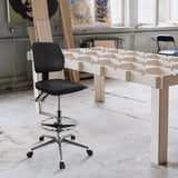 Black Counter chair TOP WORK 11 I with footring and five-star base on castors by hjh OFFICE