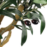 Two dark olives on a branch with green leaves of the artificial plant OLIVE II by hjh OFFICE